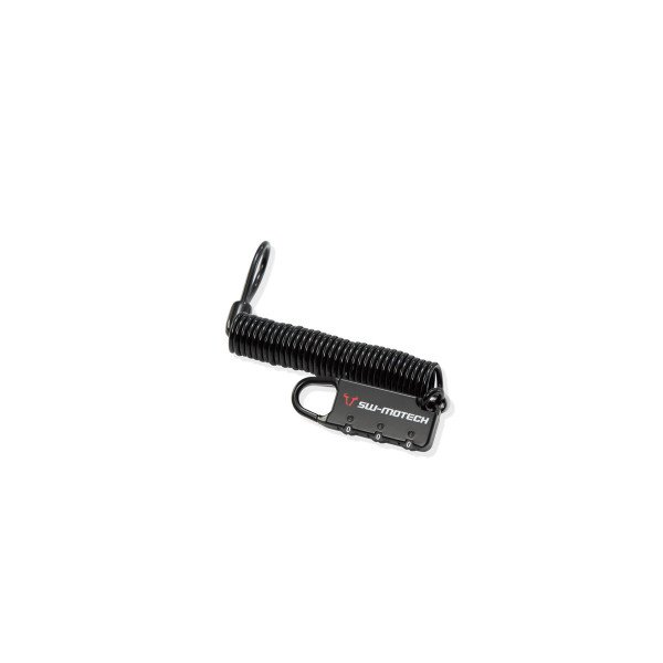 SW-MOTECH Lucchetto con cavetto in acciaio per borse da moto Nero. Con codice numerico. Cavo a spirale.