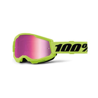 Maschera 100% Strata 2 Neon Yellow - Ampia Visione con Le...
