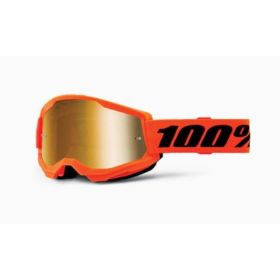 Maschera 100% Strata 2 Neon Orange con Lente a Specchio O...