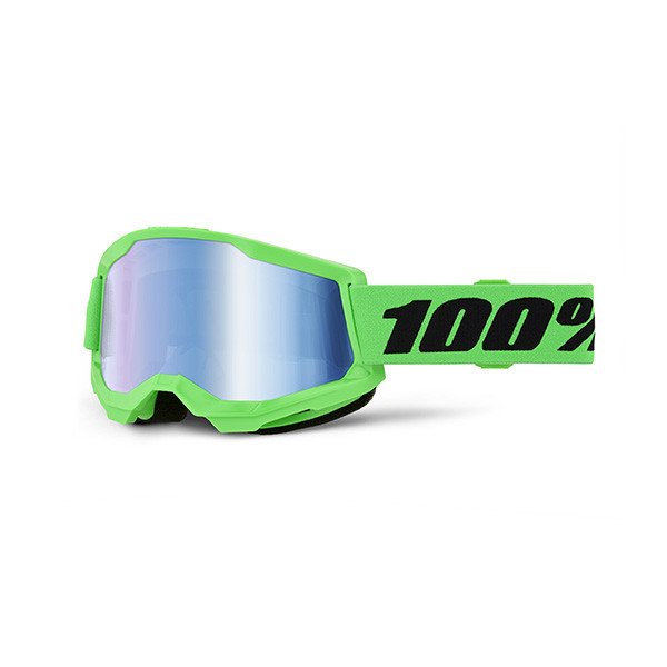 MASCHERA 100% STRATA 2 NEON GREEN - LENTE A SPECCHIO BLU