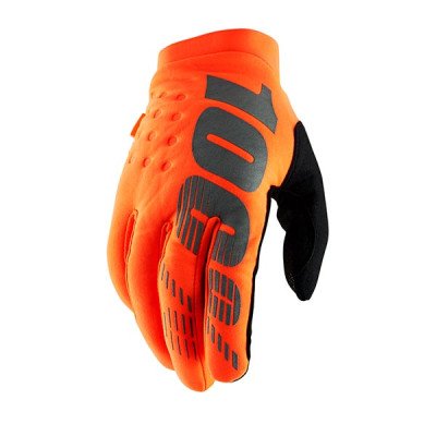 Guanti MTB 100% Brisker Fluo Arancione/Nero (M) - Chiusur...