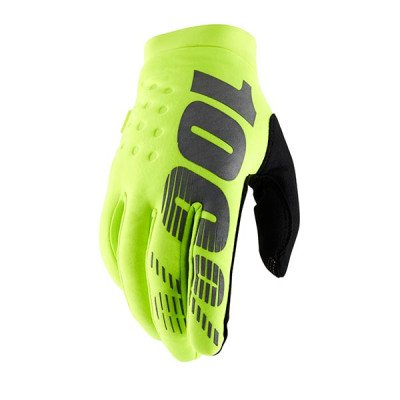 Guanti 100% Brisker Fluo Yellow/Black (L) - Chiusura rego...
