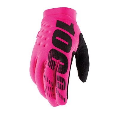 Guanti 100% Brisker Neon Pink (L) - Chiusura a strapp per...