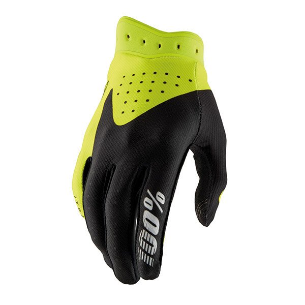 GUANTI 100% ITRACK BLACK/FLUO YELLOW (M)