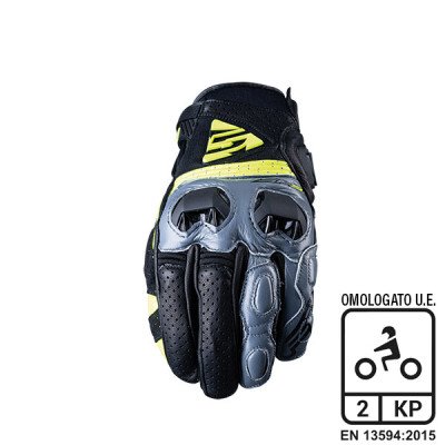 GUANTI FIVE SF2 GREY/FLUOYELLOW (S) - Pelle di alta quali...