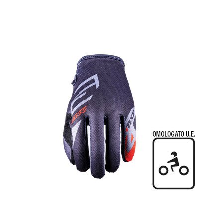 Guanti Moto Five MXF4 Scrub Grey/Fluo Red (S) - Pelle Sin...
